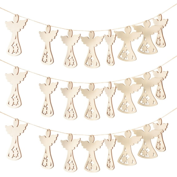 HAMPPLIES Angel Shape Wood Cutouts 30Pcs for Crafting Supplies Unfinished Wood Pieces for Ornaments Khaki 3.1x3.1in