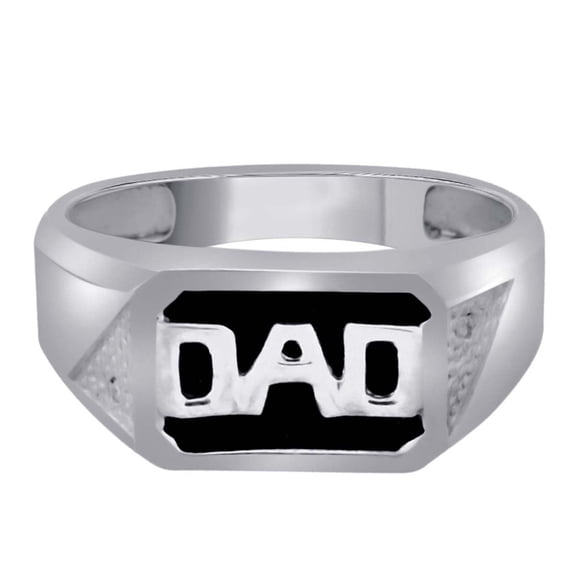 MauliJewels Father's Day Gift for Men 0.01 Carat DAD Embossed Diamond Ring, Prong-Setting, 10K White and Yellow Gold