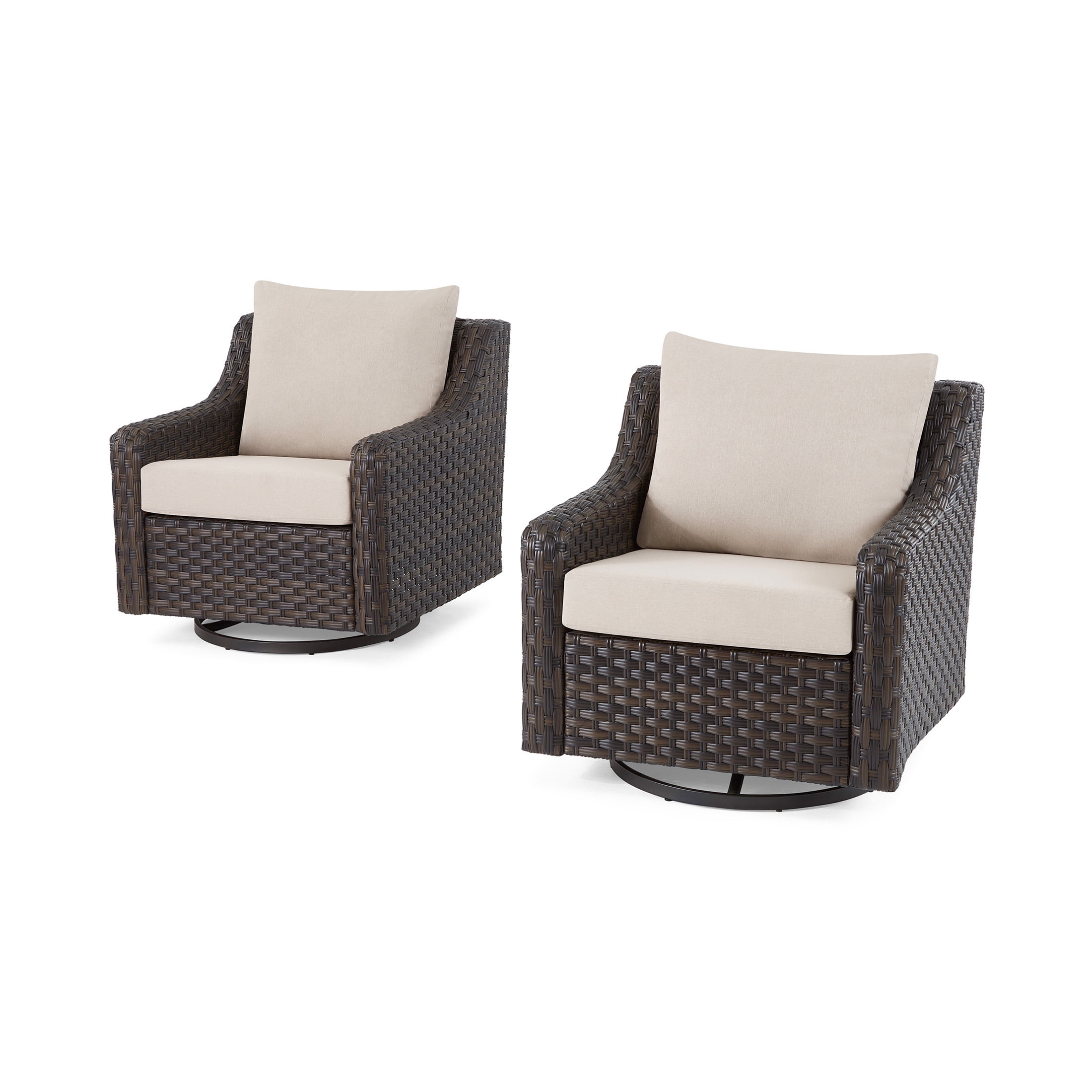 Better Homes & Gardens River Oaks Outdoor 5-Piece Wicker Conversation Set with Patio Cover, Dark Brown