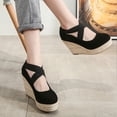 thumbnail image 4 of LIANGP Women's Sandals Straw Rope Fisherman Shoes Women Round Toe Rubber Platform Women High Heels Fashion Espadrilles Shoes Women Women's Shoes Black Size 7.5, 4 of 7