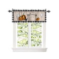 thumbnail image 3 of Curtain Valance for Windows Halloween Orange Pumpkin Ghost Face Black Cat Kitchen Valances Rod Pocket Short Curtains,Trick or Treat Black Buffalo Check Window Treatment Panel for Living Room 60x18in, 3 of 7