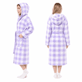 thumbnail image 2 of Aezemi Women Winter Hoodie Long Robes Plaid Fashion Thick Fleece Quick Dry Shower Bathrobe with Pockets Long Sleeve Tie Front Mid-Length Home Sleepwear Pajamas, 2 of 6