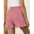 thumbnail image 4 of Shorts à Carreaux Rouges pour Femmes Grande Taille Été 2025 Décontracté Mignon Shorts à Volants Confortables Taille Élastique avec Cordon de Serrage Poches, 4 of 5