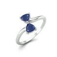 thumbnail image 2 of 0.54 Cts Trillion Blue Sapphire Double Stone Bypass 925 Sterling Silver Mother's Day Gift Ring, 2 of 3