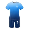 thumbnail image 4 of KKBOTIVE Men's 2pc Outfit Set Button Up Fashion Short Sleeve Tee and Shorts Adults Summer Tracksuits Outfits 2 Piece Suits, Blue Size: XXL, 4 of 4
