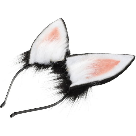 PAMINGONO Furry Animal Ear Headband Black Plush 1Pcs 9x10x0.8in