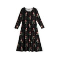 thumbnail image 5 of Drmagiyhm Black Long Dress Girl Size 10-12 Autumn Crew Neck Tiered Dresses Long Sleeve Boho Floral Print Holiday a Line Dresses with Pockets 12-14 Years, 5 of 5