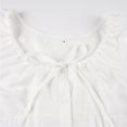 thumbnail image 4 of LIUJUNSHOP Women's Plus Size Puff Short Sleeve Button Down Shirts Lace Flare Hem Blouse Top, 4 of 8