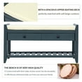 thumbnail image 4 of Upholstered Shoe Rack Bench with Cushioned Seat, Storage Drawers and Bottom Shelf, Wooden Entryway Shoe Bench with Legs, Narrow Rectangular Storage Bench for Entryway Laundry Room, Antique Navy, 4 of 9