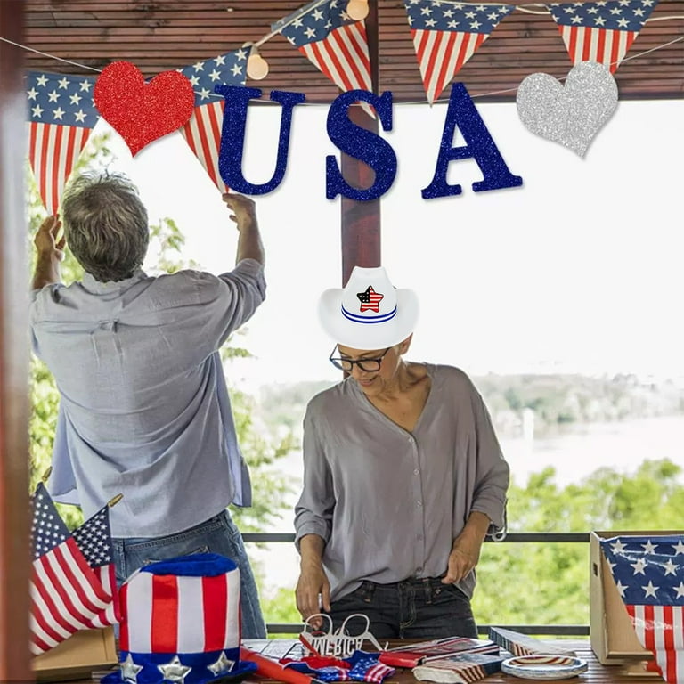 Chmadoxn 4th of July Cowboy Hat - Patriotic Red White Blue  display picture 2