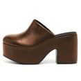 thumbnail image 3 of YDN Women Comfortable Almond Closed Toe Slip On Mules Cozy Platform Chunky High Heel Sandals Party Dress Daily Shoes Size 10 Brown, 3 of 4
