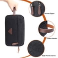 thumbnail image 4 of Neceser de viaje para hombre, organizador de maquillaje cosmético de cuero de lona, ​​kits de afeitado con compartimentos dobles (negro), 4 of 5