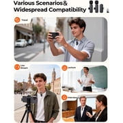 PQRQP Wireless Microphone for iPhone Android–2 Pack Lavalier Mic for Video Recording, USB-C Plug & Play, High-Fidelity Audio