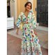 thumbnail image 1 of Vestido largo holgado con estampado para mujer, traje informal de manga larga con cuello en V, plisado, elegante, primavera y verano, 2024, 1 of 5