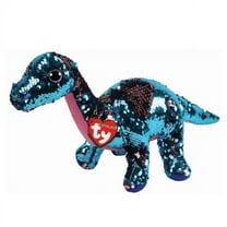 TY Flippable - Tremor The Aqua/Pink Sequin Dinosaur (Glitter Eyes) Regular Size 6" Plush (With Fun Chops)