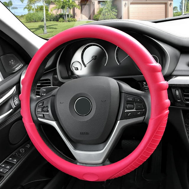 FH Group , Couvercle de Volant en Silicone avec Marques de Prise, Rose, pour Auto