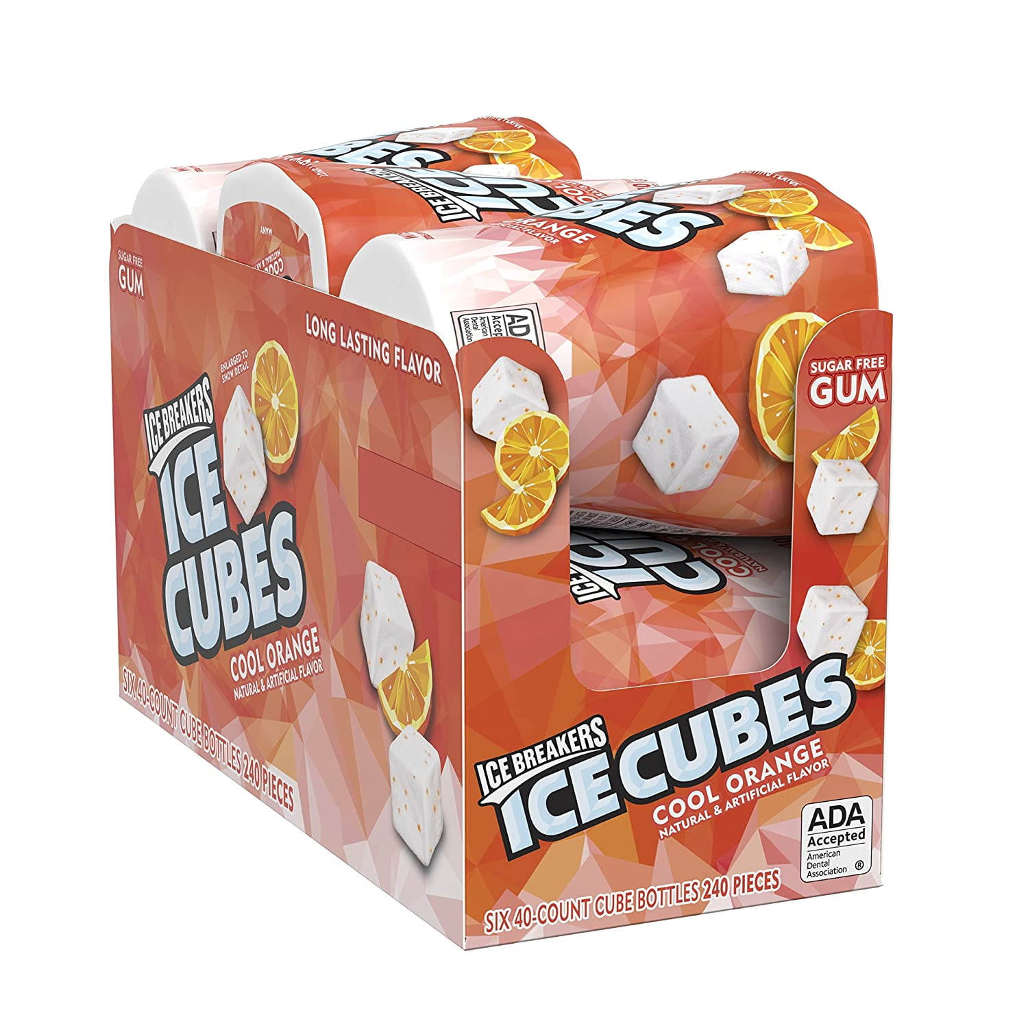 Ice Breakers Ice Cubes Sugar Free Gum with Xylitol, Cool Orange, 40