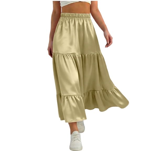 DAETIROS Girls Cotton Tiered Ruffle Maxi Skirt with Elastic Waist - Soft Long Twirl Skirt for Kids, Green Size 120-160 (6-11 Years),Size 13-14T