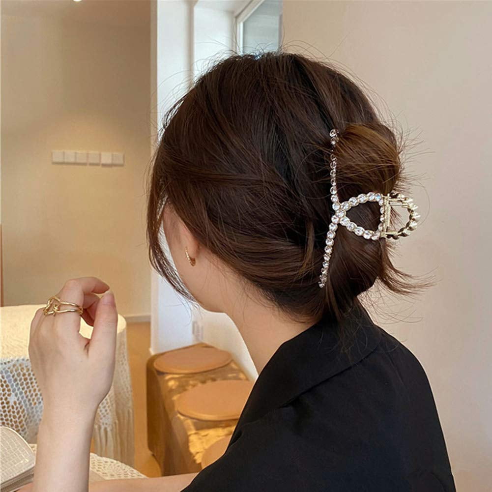 Metal Hair Claw Clips Silber - 11,5 Cm, Wellen-Design, Für Dicke & Dünne Haare
