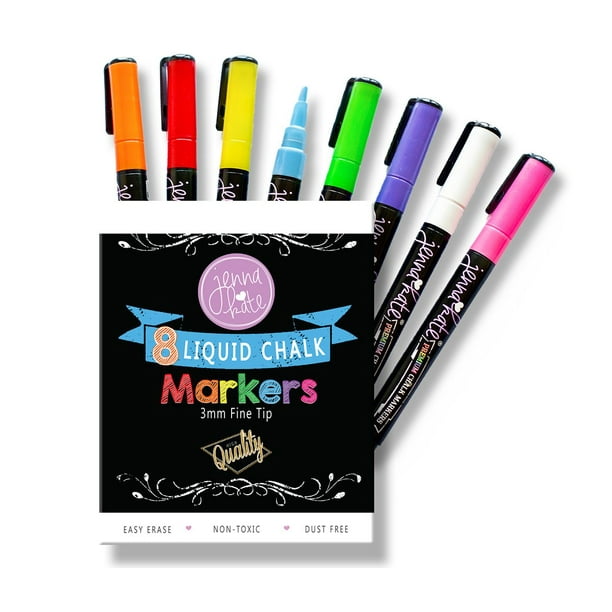 8 Pack dry erase liquid chalk markers 3mm fine tip