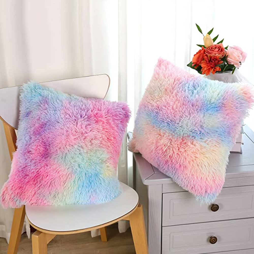 16"x16" Rainbow Flower Plush Cushion Soft Seat Colorful Pad Sofa Chair Pillows 