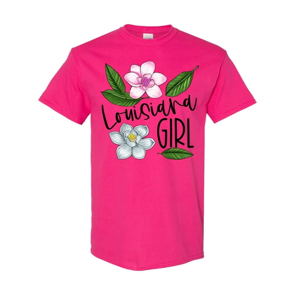 Inktastic Louisiana Girl Magnolia Flowers and Leaves T-Shirt