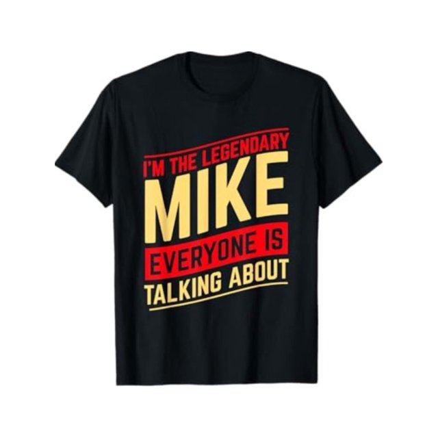 t shirt Unisex-Adults Black Cotton Polyester T-Shirt Small Short Sleeve Straight Fit Mock Collar Christmas Birthday Funny Mike Name First Name I'm The Legendary Mike T-Shirt