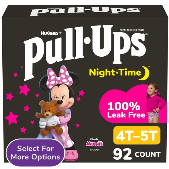 Pull-Ups Girls' Night-Time Potty Training Pants, 4T-5T (38-50 lbs), 92 Ct (Select for More)