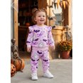 thumbnail image 5 of RUINIXCW Baby Girl 2Pcs Halloween Outfits Long Sleeve Bow Ghost Print Sweatshirt + Pants Set Toddler Clothes, 5 of 9