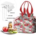 thumbnail image 4 of Pioneer Flower Drawstring Lunch Bag Women - Drawstring Lunch Bag Insulated for Work Office - Stain-Resistant Large Lunchbags for Women with Multi-Pockets, 4 of 6