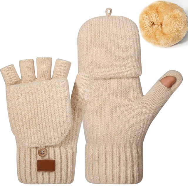 Thickened Half Finger For Autumn And Winter Fleece Knitted For Cold And Warmth Half Length Writing Fingerless Gloves Mittens
