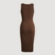 thumbnail image 3 of Gibobby Vestido sexy para mujer verano casual cuello redondo botón roscado vestido ajustado inferior cordón vestido(Café,G), 3 of 4