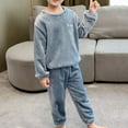 thumbnail image 3 of CCRFTGI Pajama Set for Boys Girls Flannel Relaxed Fit Fleece Lined Matching Pajamas Sets Size 7 Soft Warm Winter Sleepwear Pajamas Pjs Blue 3-4Y, 3 of 6