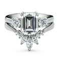 thumbnail image 2 of BERRICLE Sterling Silver 3-Stone Wedding Engagement Rings 2.6 Carat Emerald Cut Cubic Zirconia CZ Flower Ring Set for Women, Rhodium Plated Size 4.5, 2 of 18