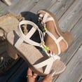 thumbnail image 5 of Pandaie Orthopedic Wedge Sandals for Women Bohemian Wide Width Platform Espadrille Open Toe Beaded Chunky Heel Slip on Summer Beach Shoes Light Green Size 7.5, 5 of 8