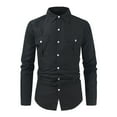 thumbnail image 1 of Birdeem Mens Solid Casual Button Pocket Lapel Long Sleeve Shirt Coat, 1 of 1