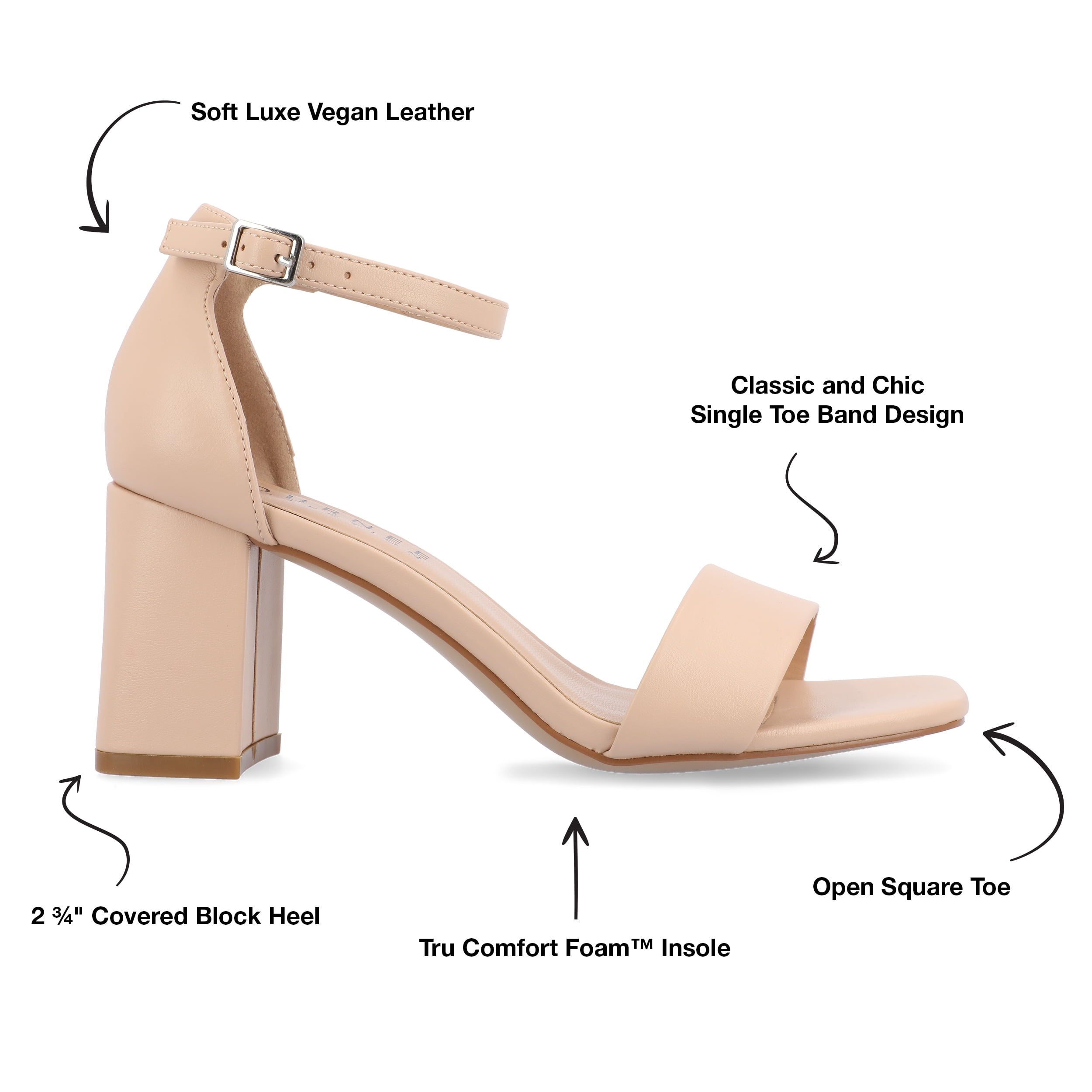 Journee Women's Valenncia SuperNatural Shades Narrow Width Open Square Toe Ankle Strap Sandals