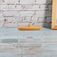 Qtip Holder Dispenser With Bamboo Lids, Clear Bathroom Organizer