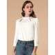 thumbnail image 2 of INSPIRE CHIC Blusa Panel Bordado Floral Cuello Con Volantes Manga 3/4 Para Mujer Blanco M, 2 of 6