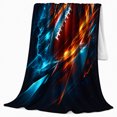 thumbnail image 2 of Football and Blue Orange Streaks Print Soft Flannel Blanket, Sporting Art Style for Sports Enthusiasts, Housewarming Gift for Bedroom and Living Room, Home Decor, 2 of 9