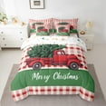 thumbnail image 2 of Manfei Merry Christmas 7-Piece Bedding Comforter Set,Red Xmas Truck King Bedding Sets,Geometric Plaid Grid Bed Sheets For Girls,Breathable Home Decor Reversible, 2 of 8