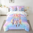 thumbnail image 2 of Manfei Chic Dreamcatcher Bedding Comforter Set 7-Piece,Colorful Flower Floral King Bedding Sets,Pink Purple Blue Bed Sheets For Girls,Ultra Soft Home Decor Reversible, 2 of 7