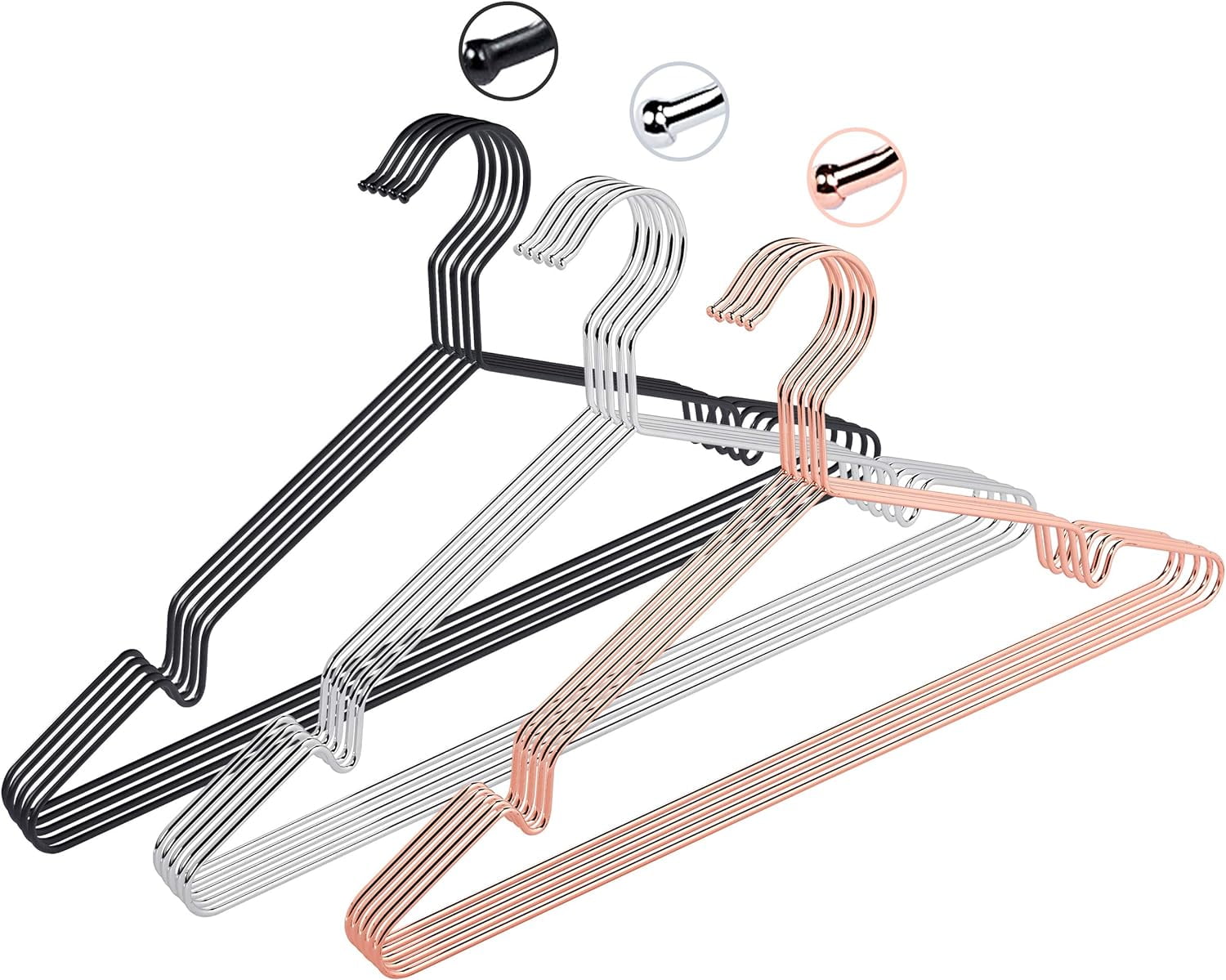pamo Black Metal Clothes Hangers - 5,10 or 20 Stainless Steel Black Hangers 16.5"- Coated, Scratch- and Rust-Resistant - Space Saving Clothes Hanger