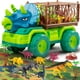 thumbnail image 1 of Camión de juguete TEMI Dinosaur Triceratops con 8 figuras de dinosaurios de 3 a 5 años, 1 of 8