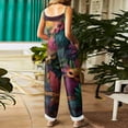 thumbnail image 3 of Fgvctg Mardi Gras Formal Jumpsuits for Women Sleeveless Carnival Party Spaghetti Straps Overall Dressy Wide Leg Pant Mask Print Bib Overalls Romper Sprimg Pant With Pockets Purple Pink XL, 3 of 4