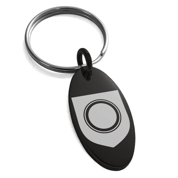 Stainless Steel Annulet Fidelity Coat of Arms Shield Engraved Small Oval Charm Keychain Keyring