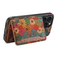 thumbnail image 5 of for iPhone 14Pro Cork Wood Phone Case, Retro Floral Colorful Flower Printing Magnetic Folio Flip ID/Credit Card Holder Slot Back Cover Bag, Kickstand Support, 5 of 7