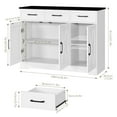 thumbnail image 3 of Homfa 42.5”W Farmhouse Kitchen Sideboard Cabinet,3 Drawers Storage Cabinet with Adjustable Shelf, Black and White, 3 of 6