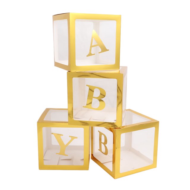 Baby Boxes With Letters 4 Transparent Balloon Ransparent Balloon Block Bride Shower, Baby Shower, Wedding Christmas Hall For Gender Reveal Birthday Wedding Baby Shower Decorations