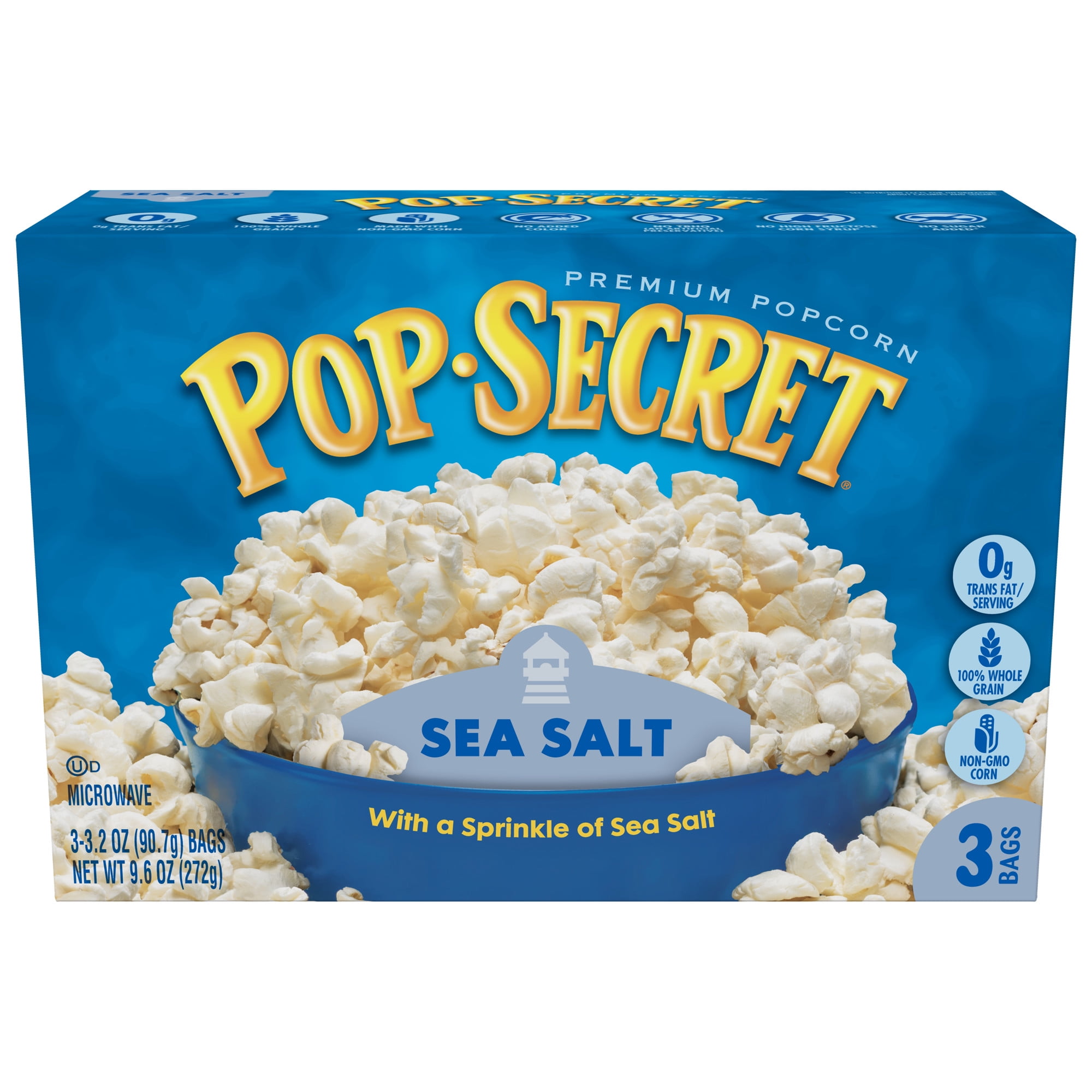 Pop Secret Microwave Popcorn, Sea Salt, 3.2 Oz, 3 Ct